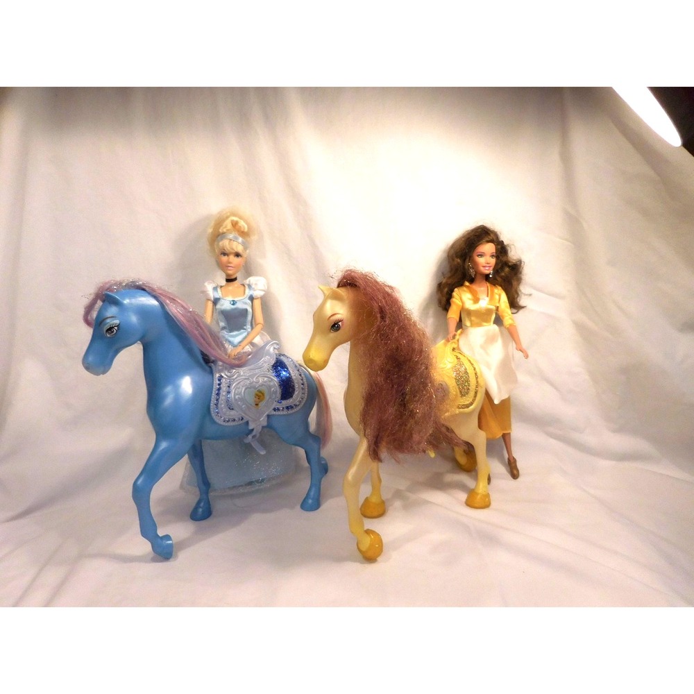 Disney Princess Belle Doll and Royal Horse plus Cinderella and her Royal Horse